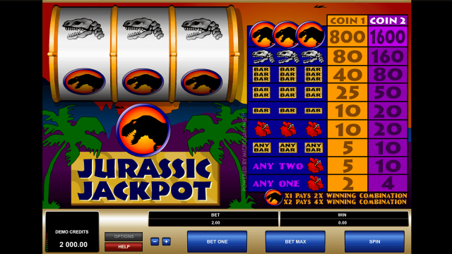Игровой интерфейс Jurassic Jackpot 1