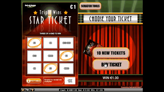 Игровой интерфейс Triple Wins Star Ticket 10